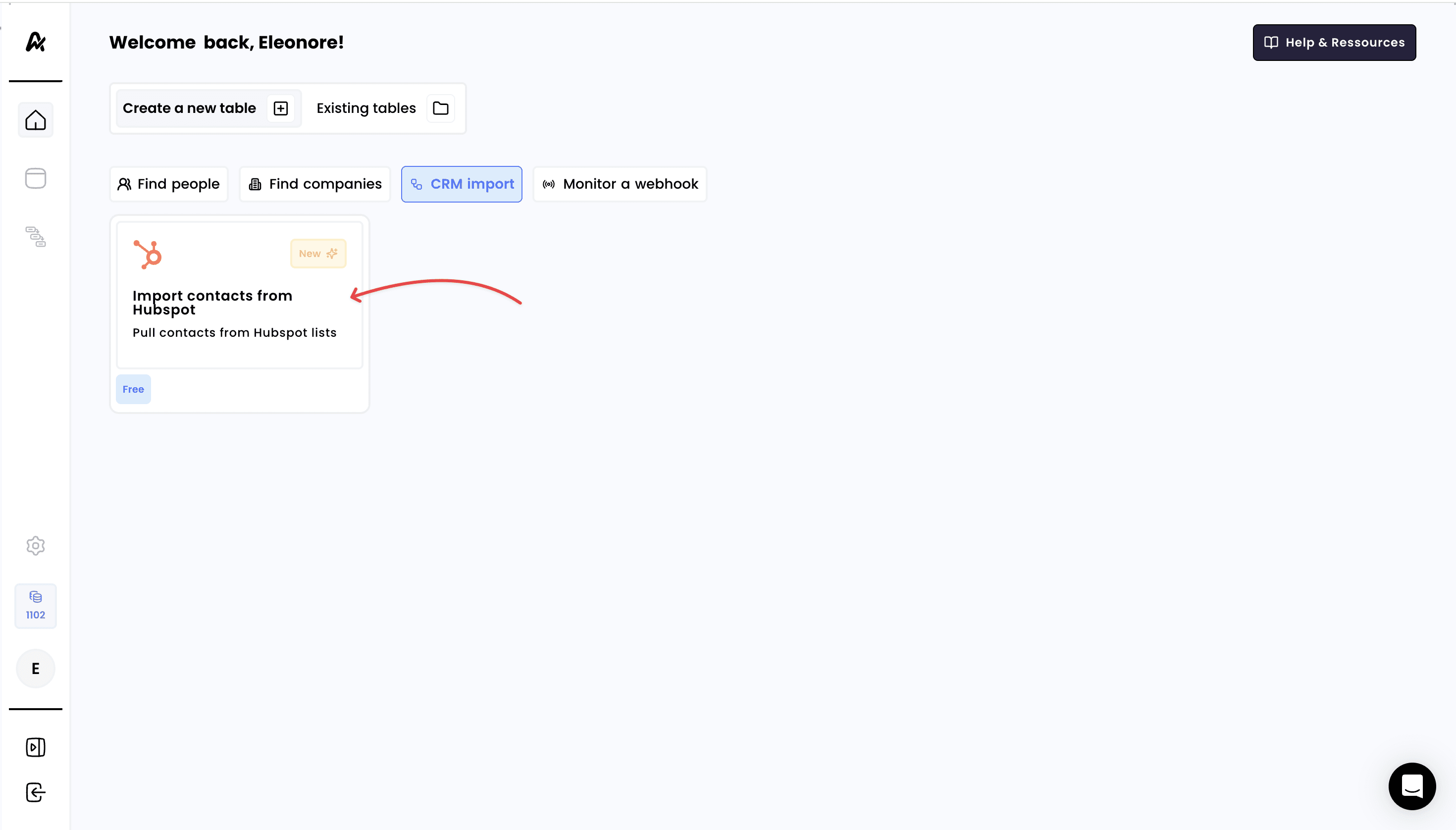 Import contacts from Hubspot — 1. Click on "Import contacts from Hubspot"