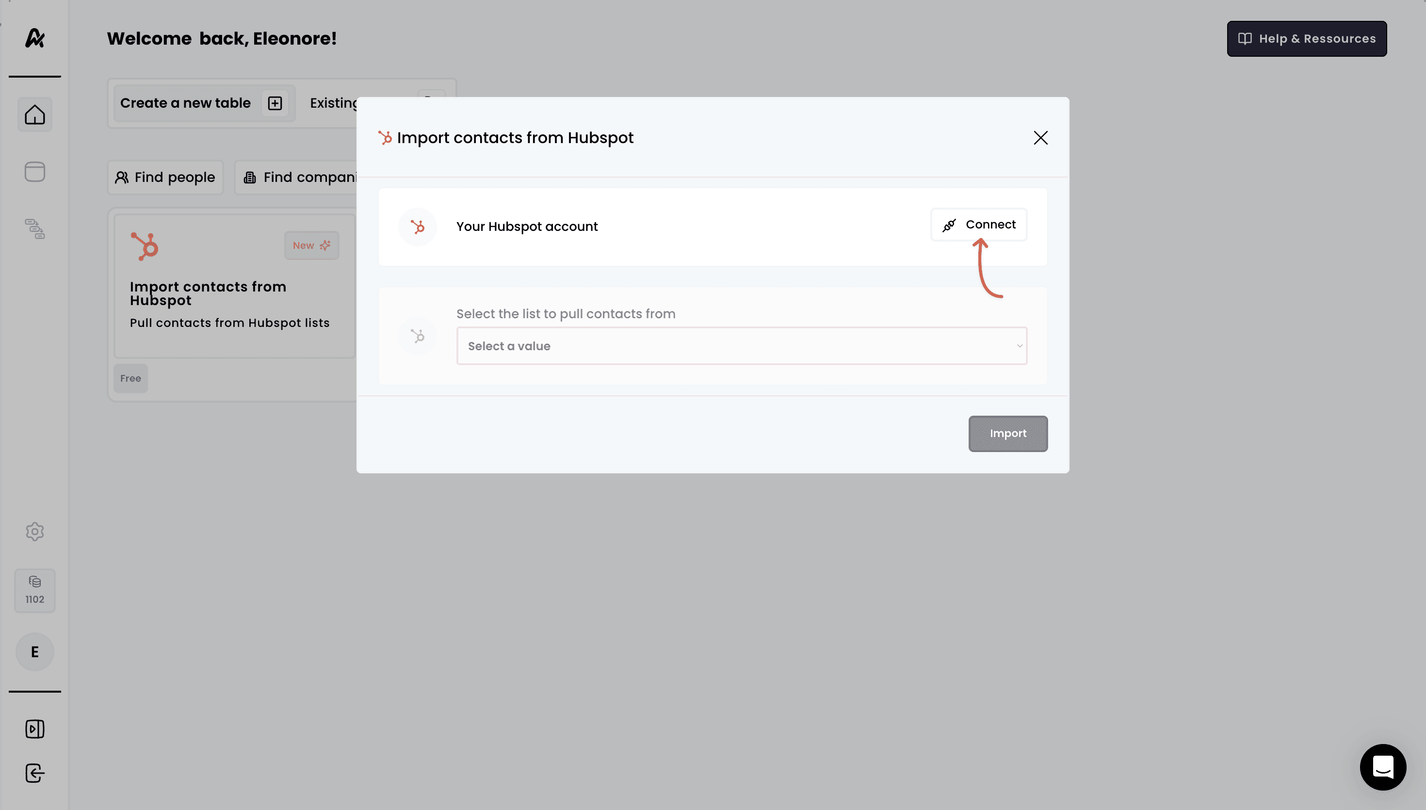 Import contacts from Hubspot — 2. Connect your Hubspot account to Airscale