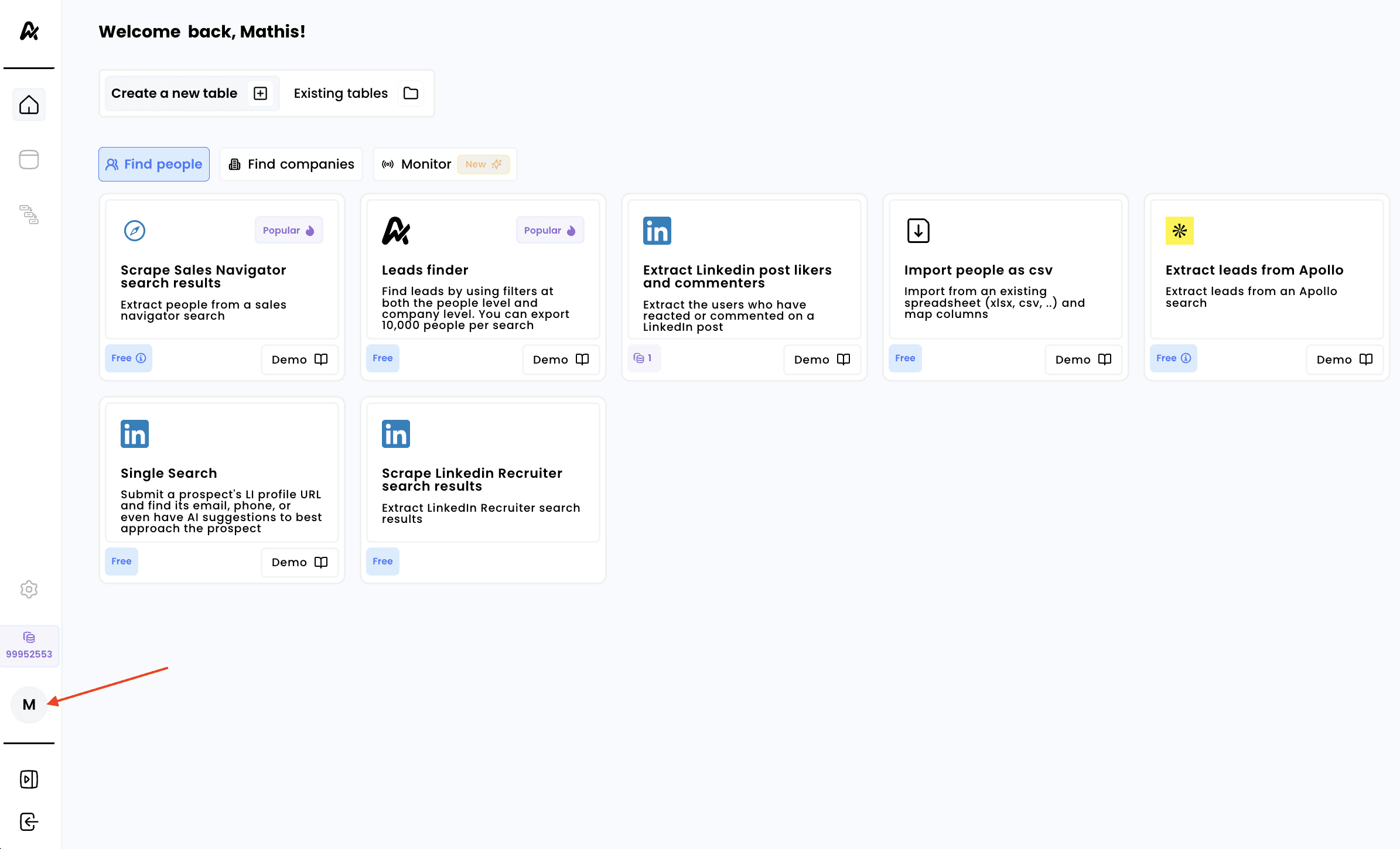 Add users & switch workspaces — 4. Switch workspaces to access credits
