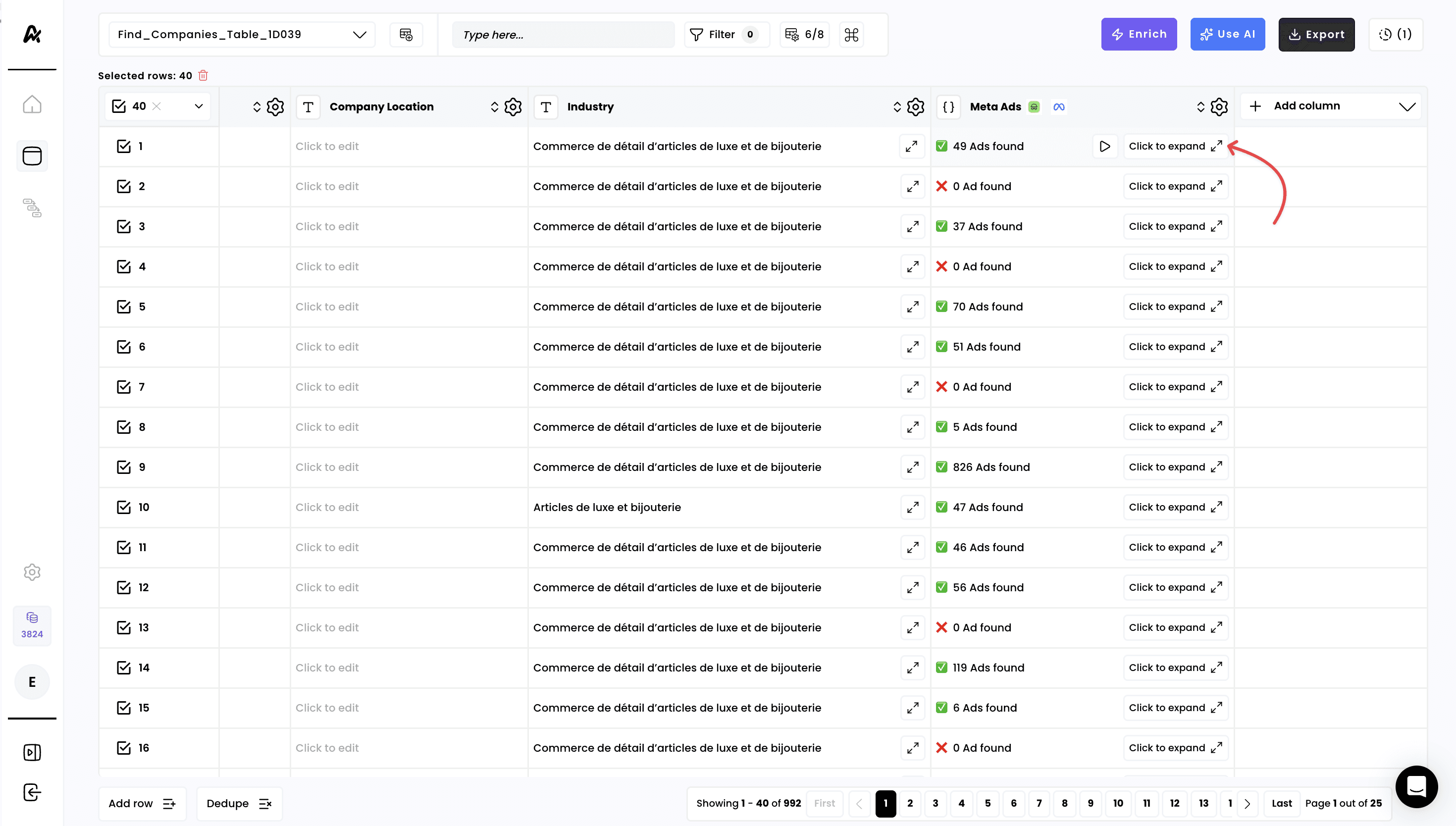 Fetch a company's Meta ads — 5. Access the results