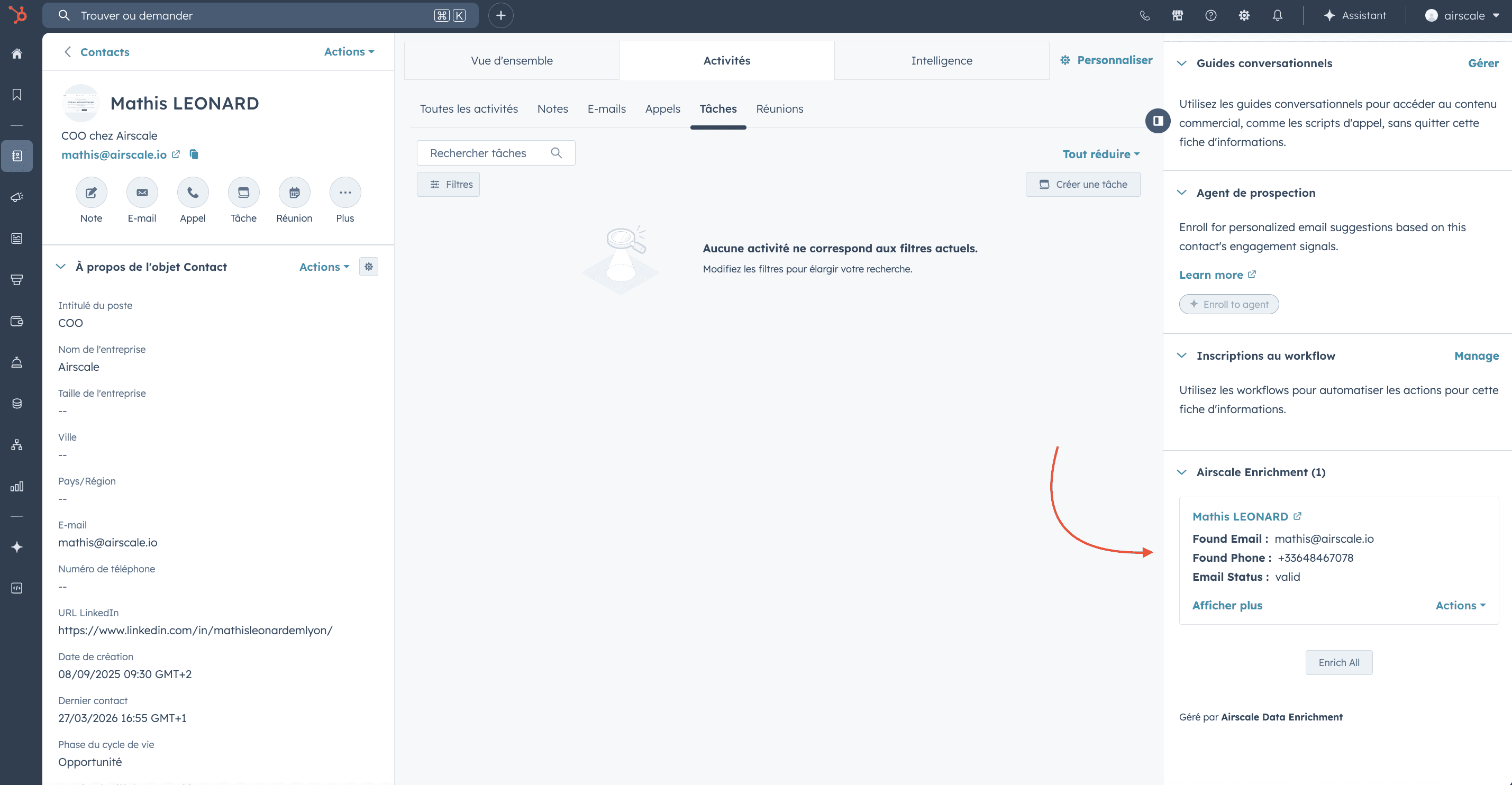 Airscale for HubSpot app — 2. Add your Airscale API key