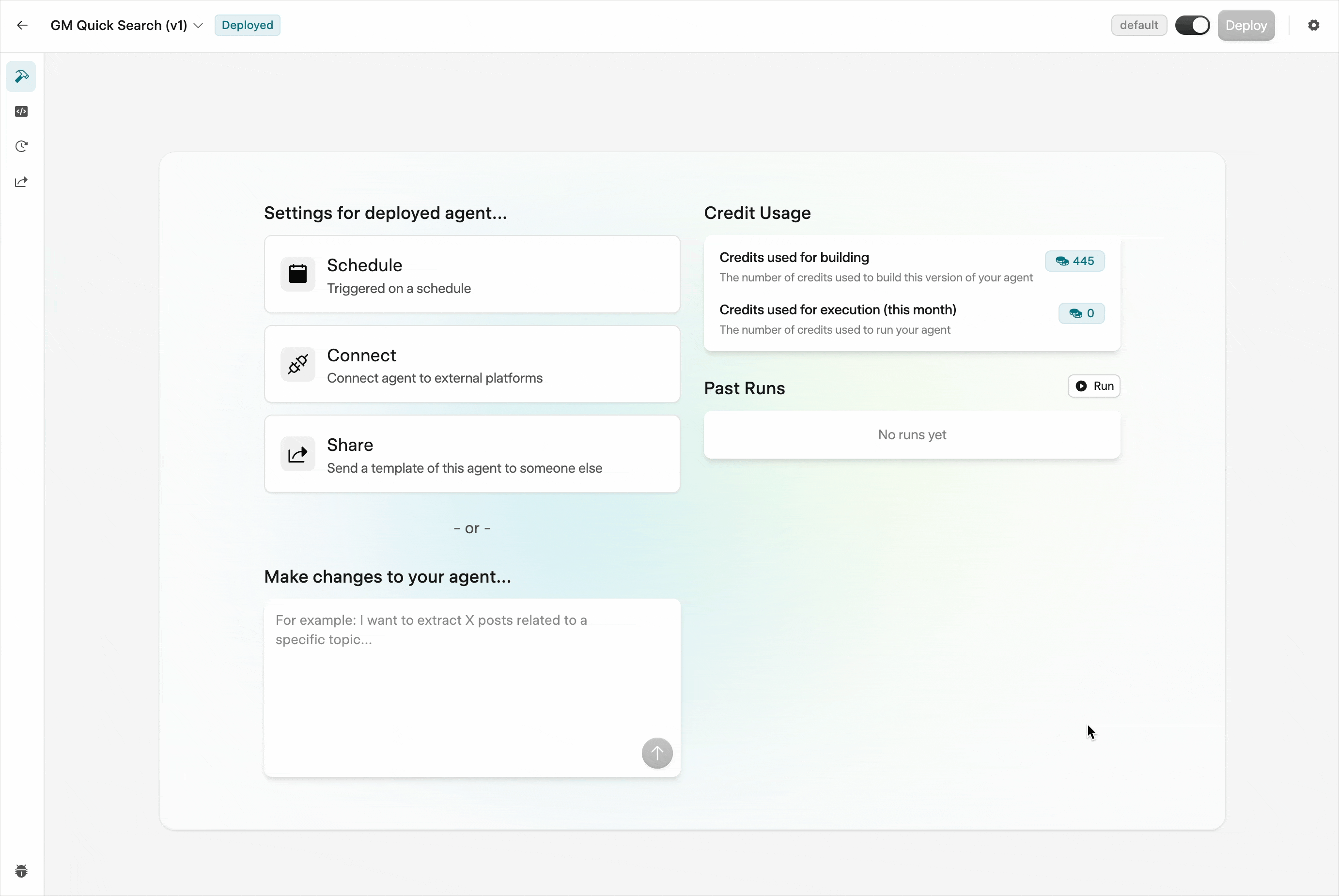 Open connection settings for Make