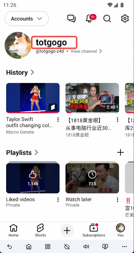 查看 YouTube 频道名称