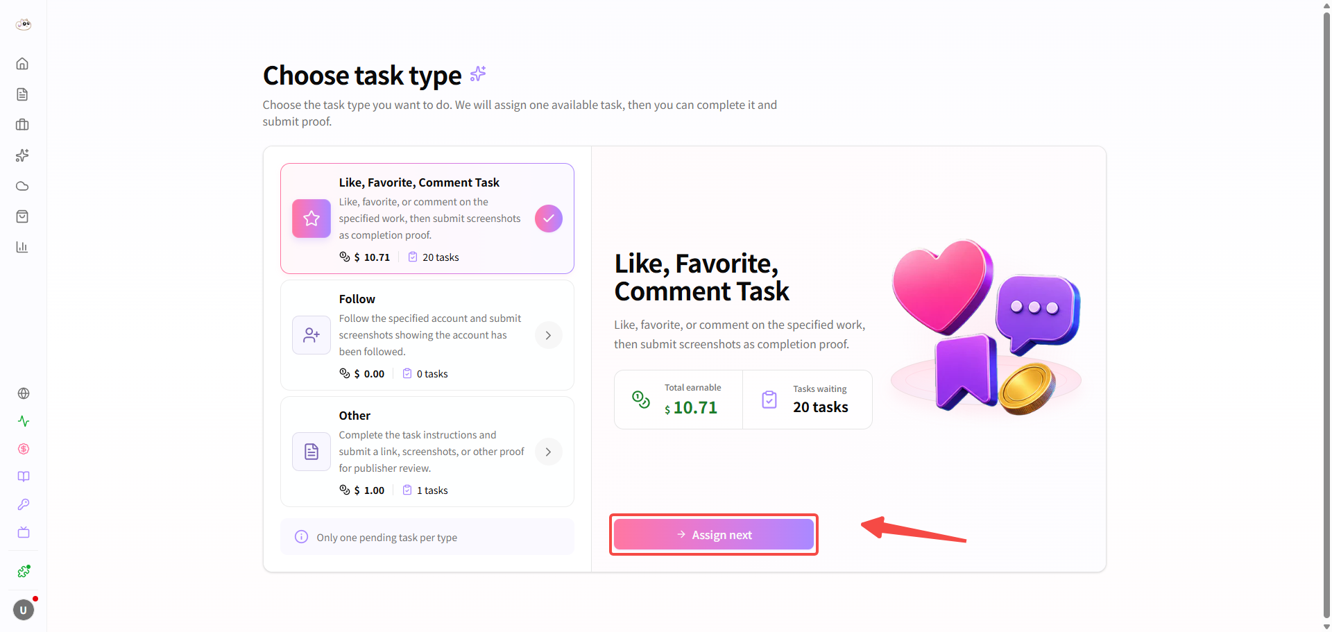 Accept an engagement task
