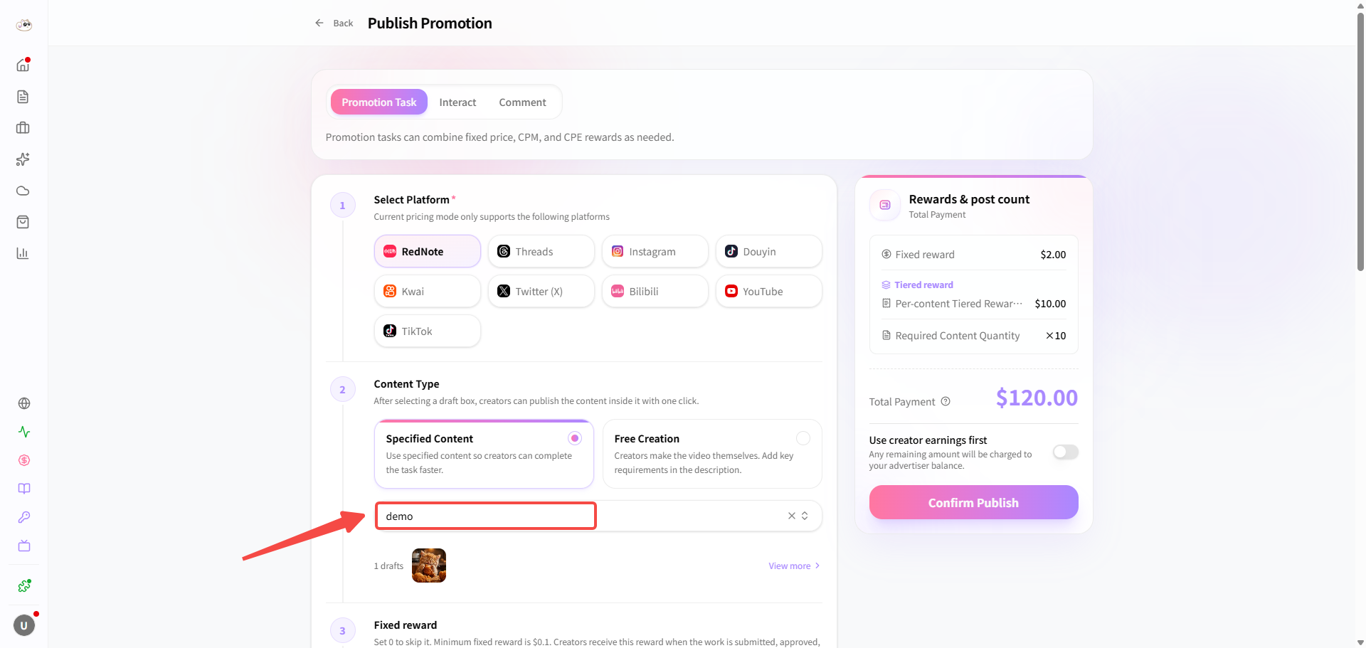 Configure a promotion task