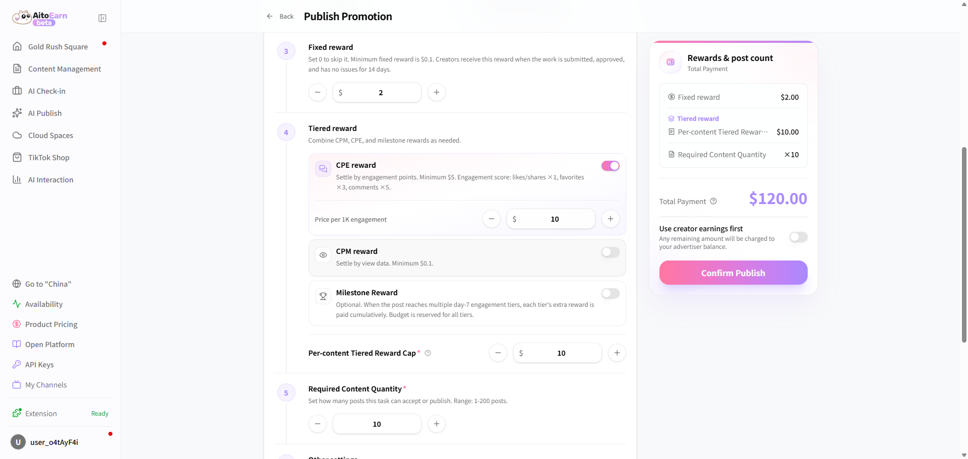 Set the promotion task budget