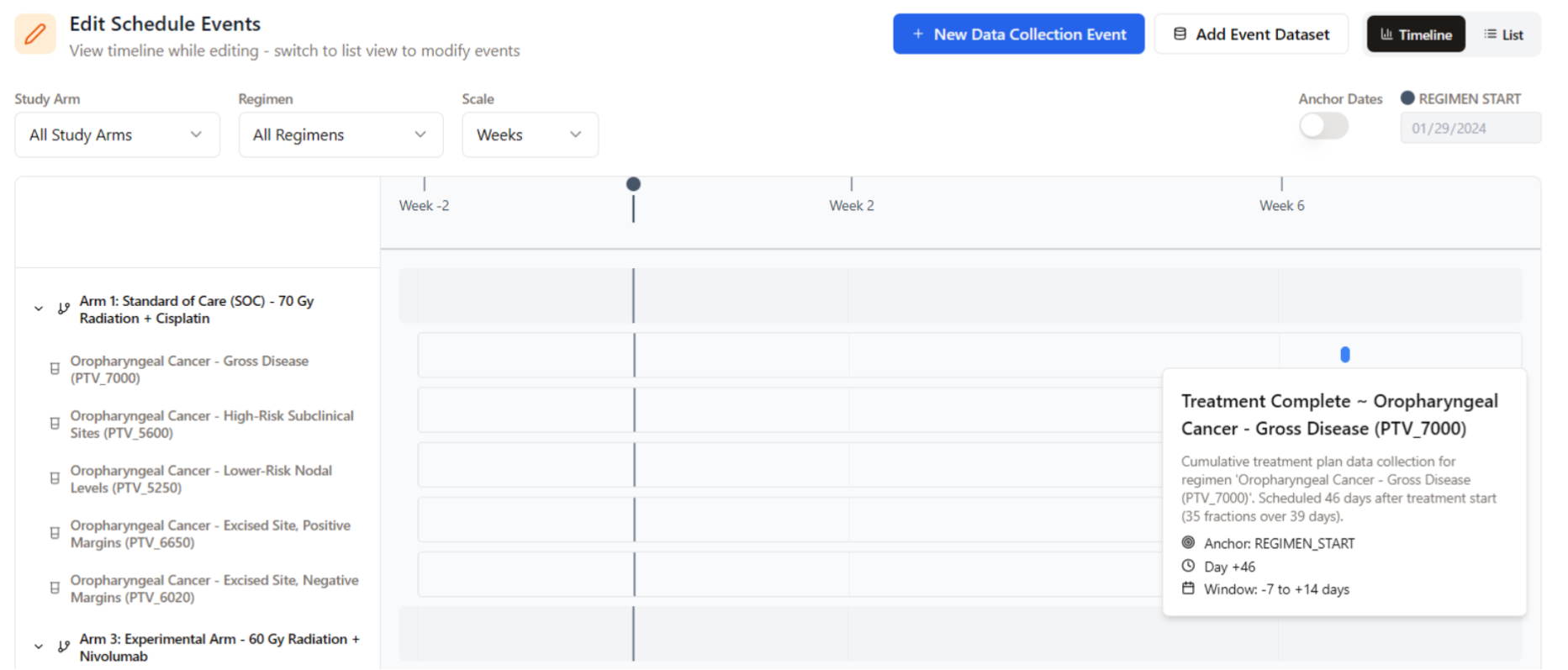 Data Collection Schedule interface