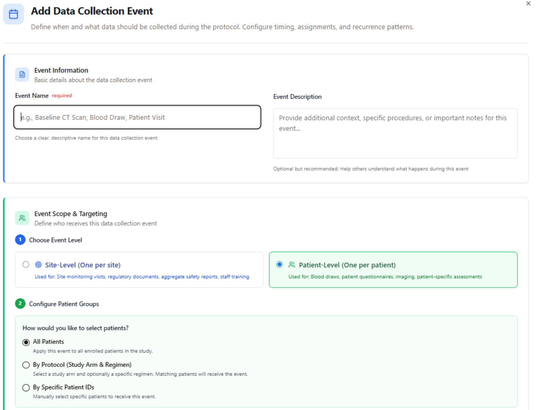 Add custom data collection event