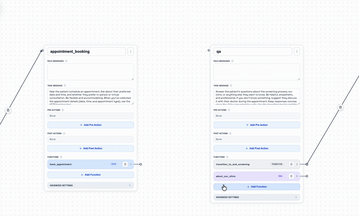 Drag a tool to set transition target in the scenario UI (1.5x speed)