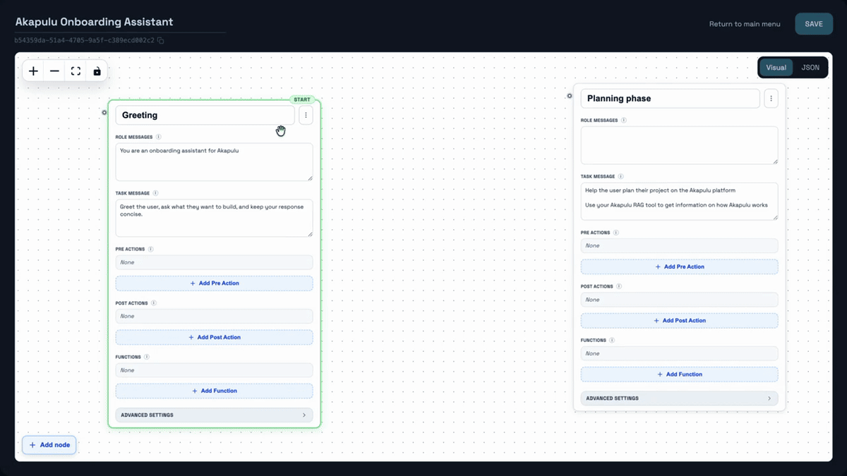 Adding tools to a scenario node