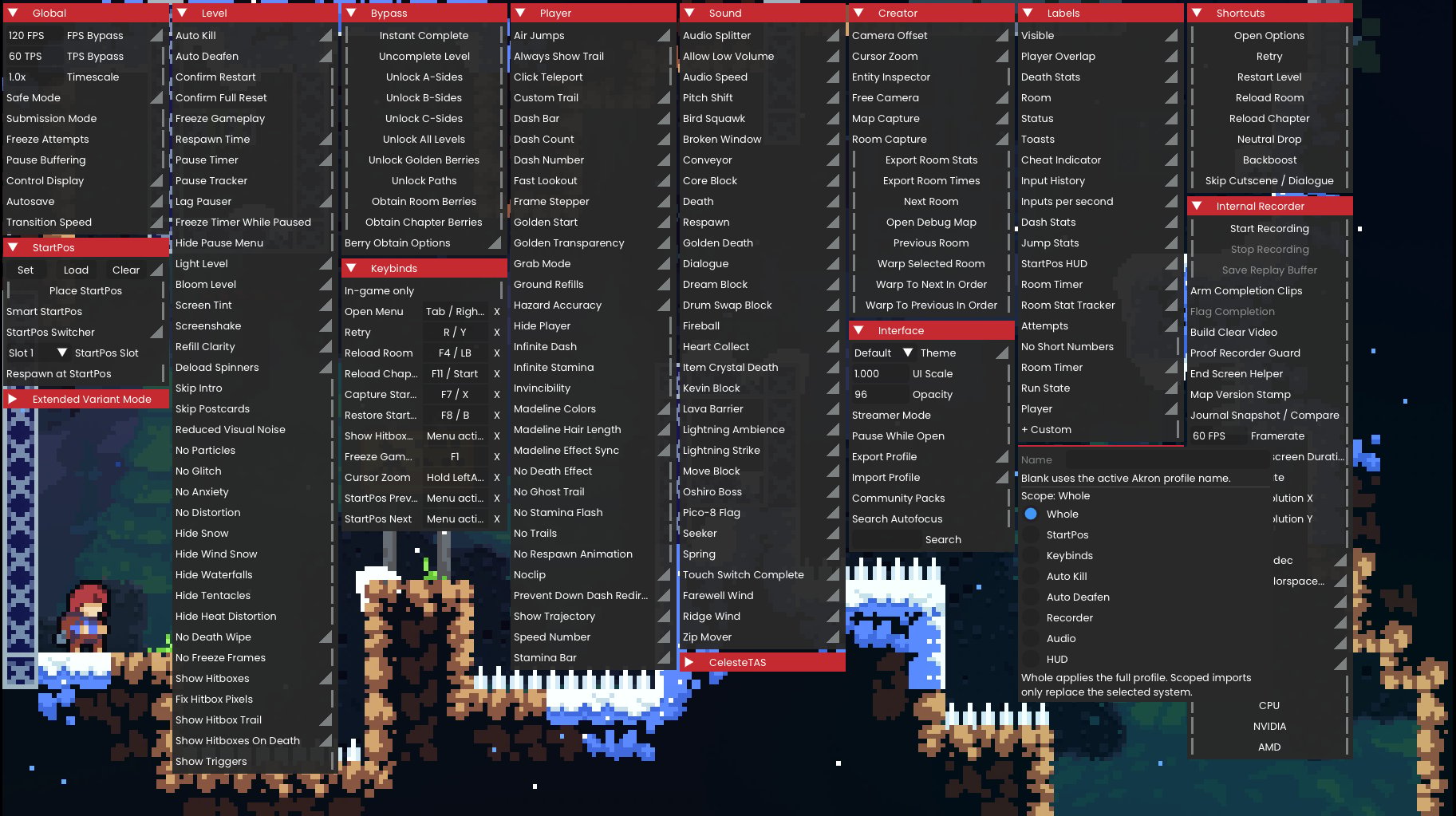 Akron .akr export scope picker in the Akron overlay