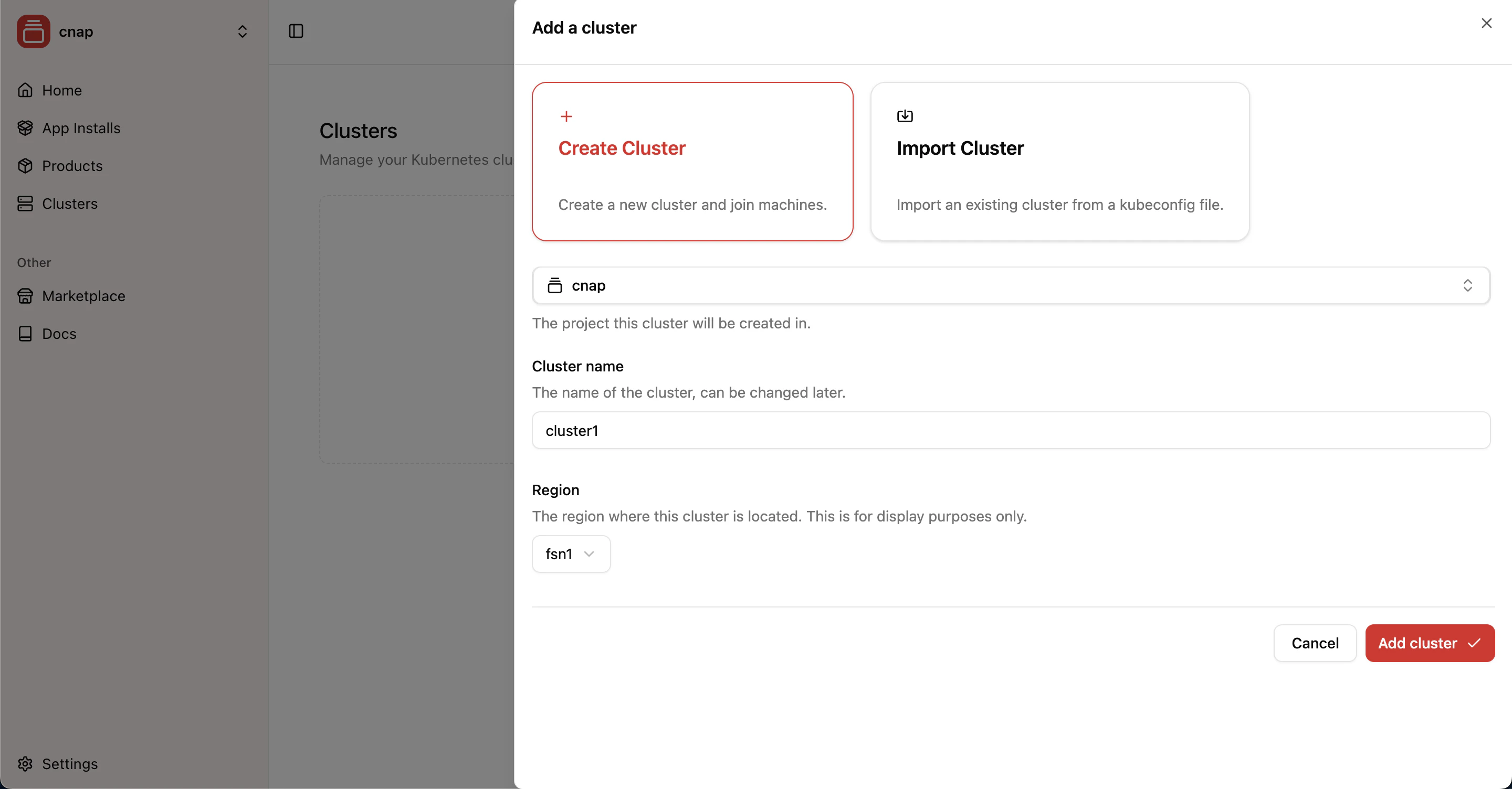 create cluster