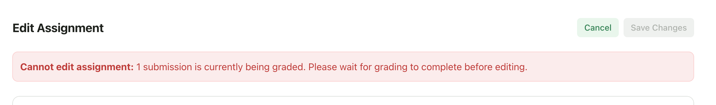 Editing blocked message