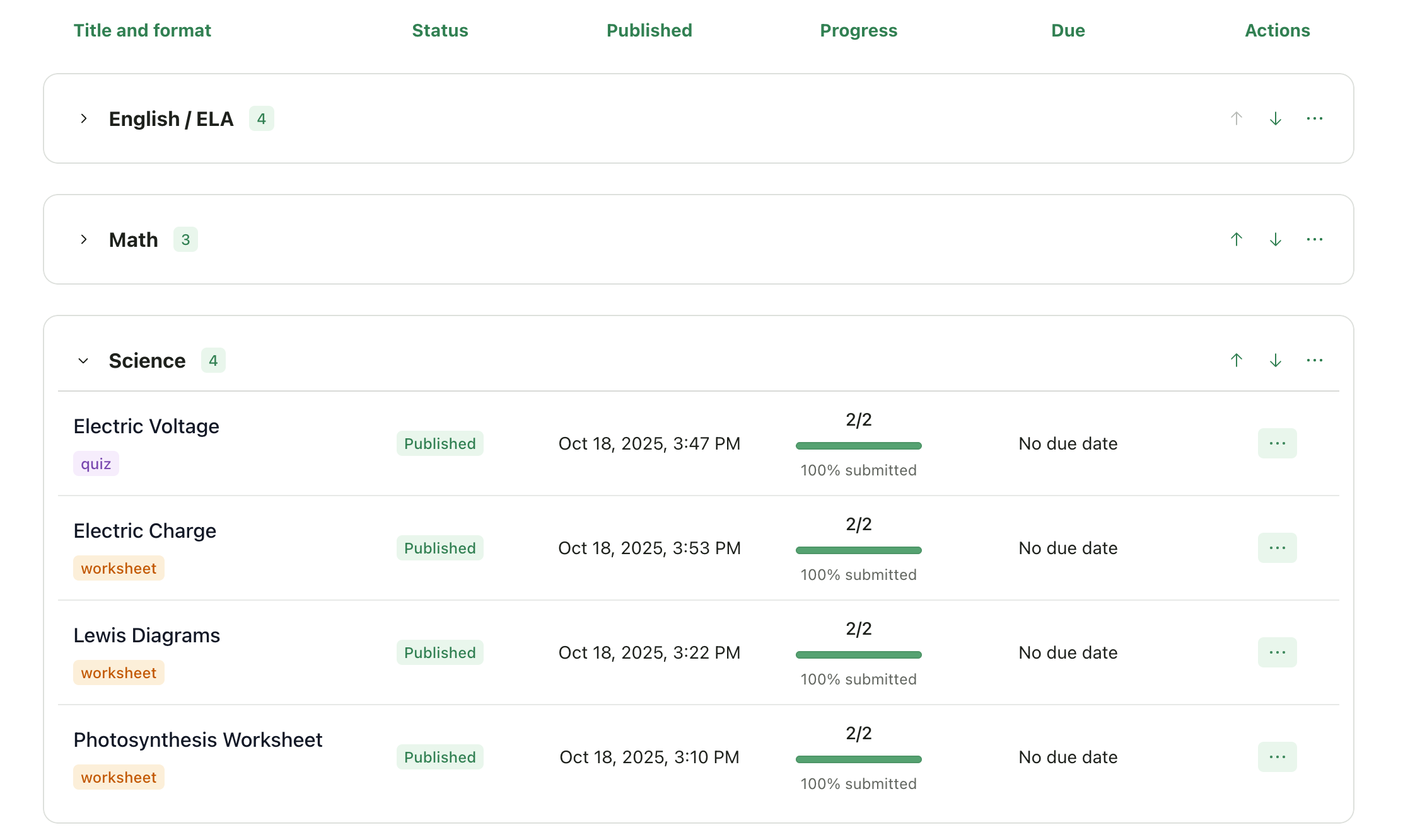 Expanded and collapsed folder states