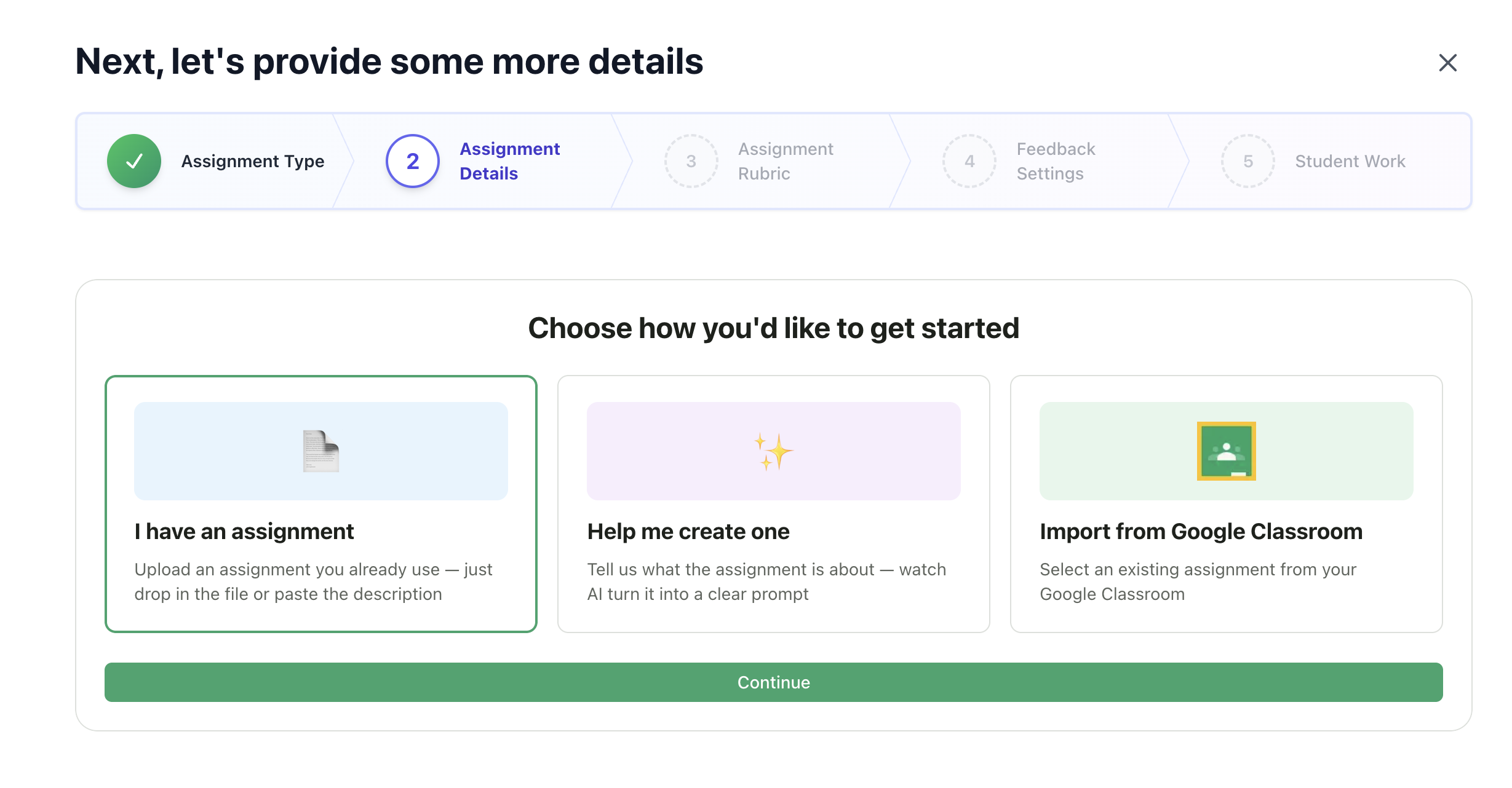 Assignment source selection options