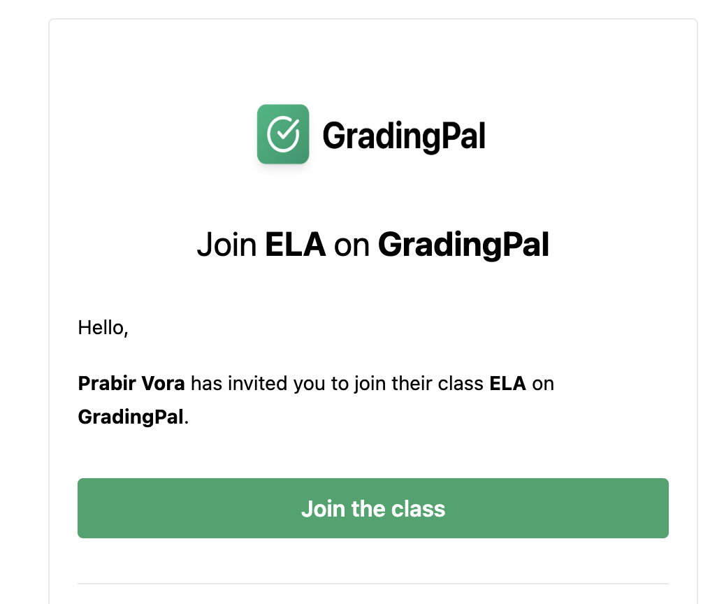 Screenshot showing email invitation
