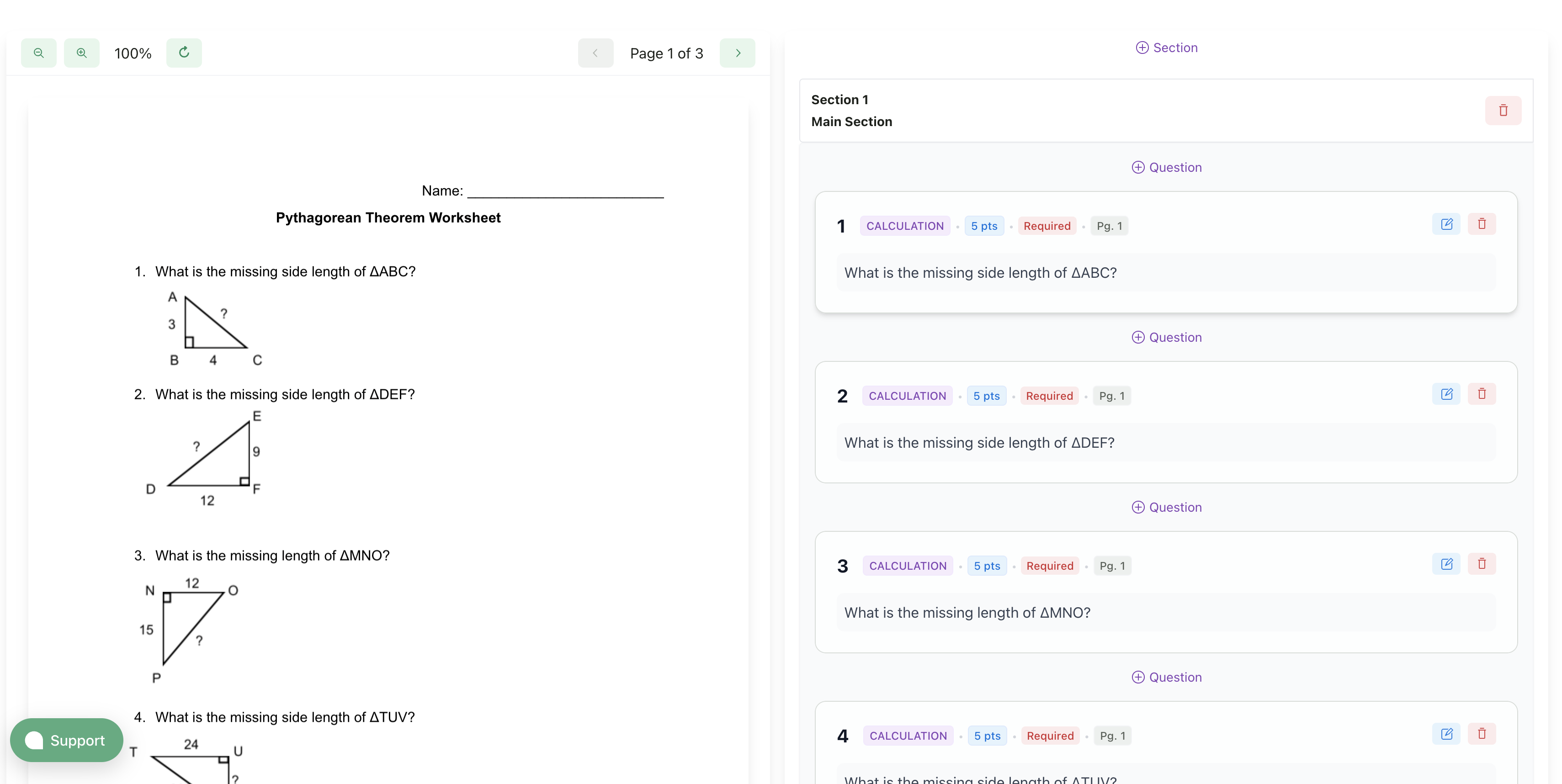 Outline step showing extracted questions
