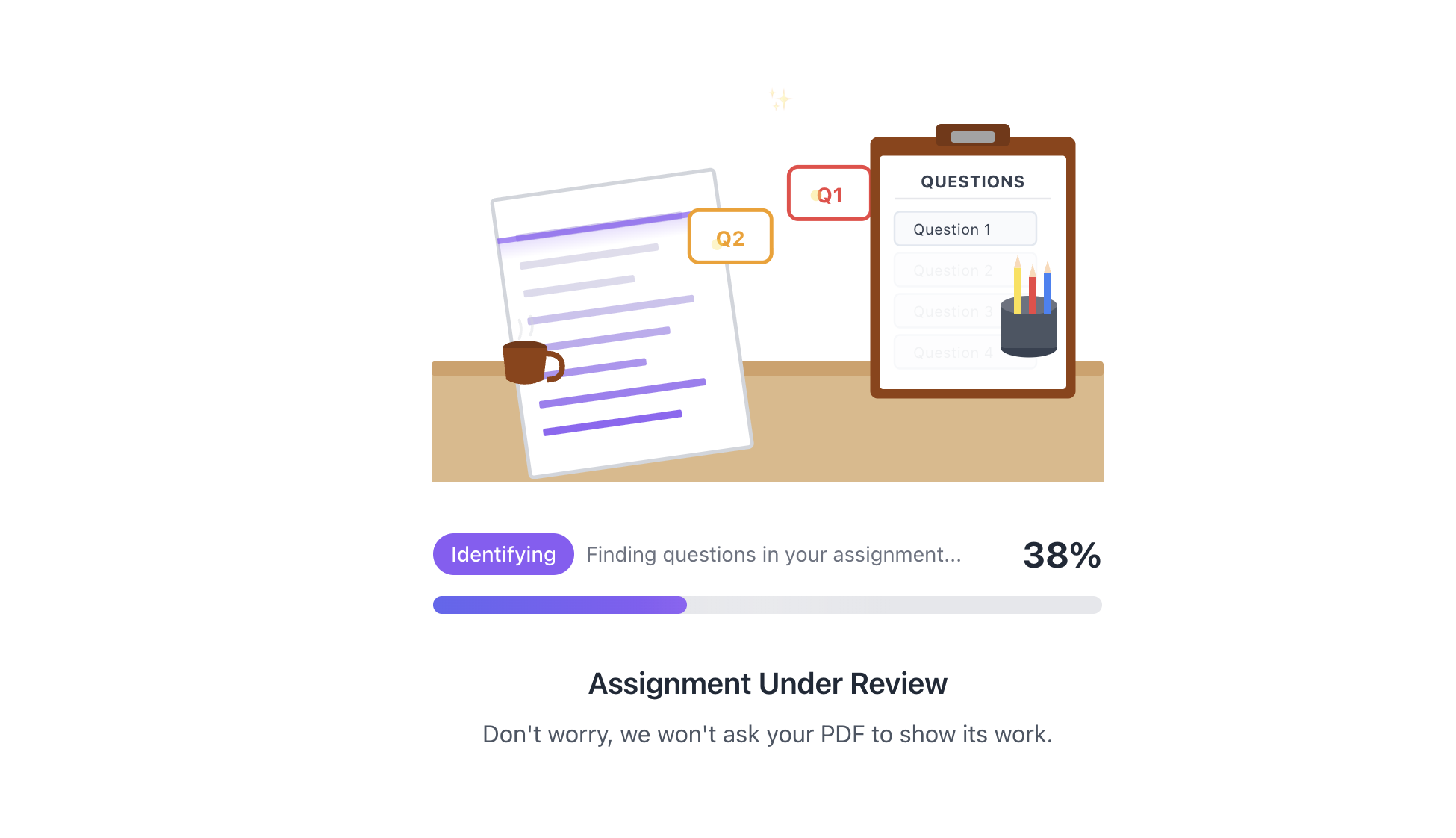 Processing step with loading animation
