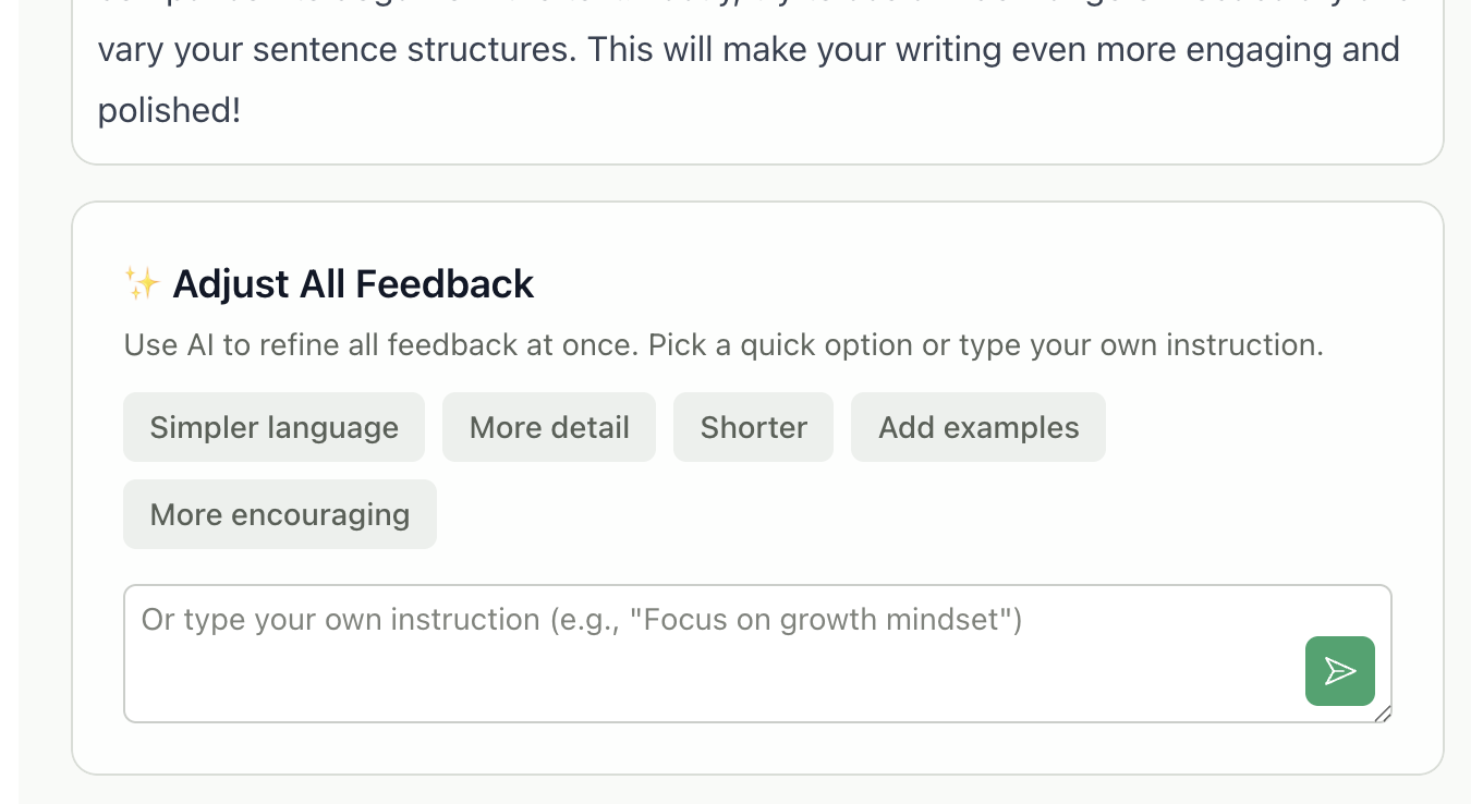 Adjust all feedback panel