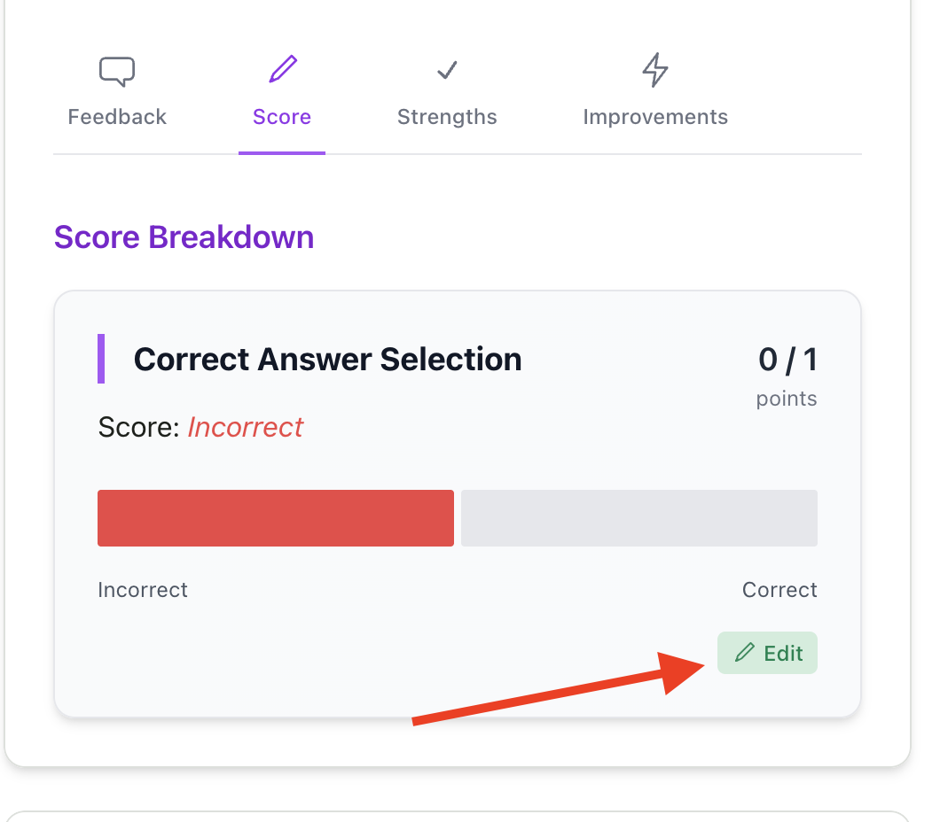 Editing question score