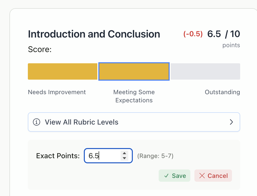 Point range input within selected level