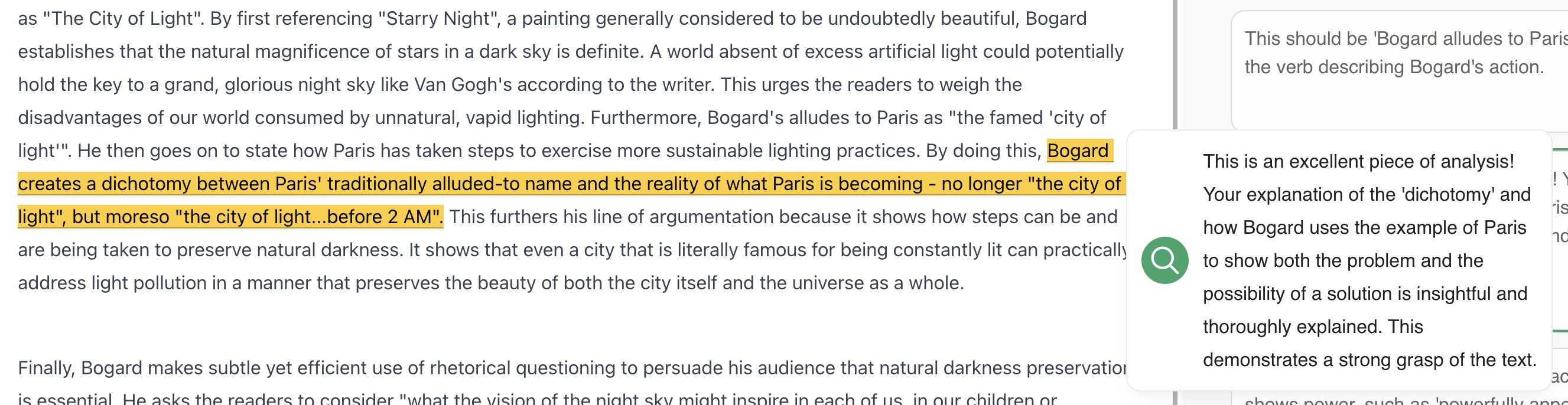 Targeted feedback with inline comments