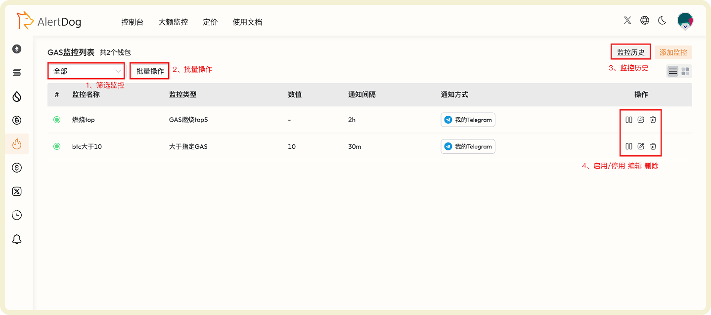 GAS监控管理界面