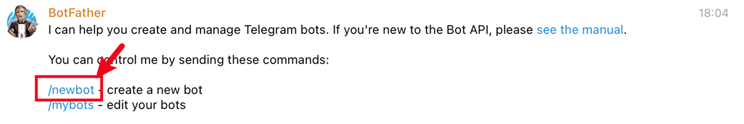 创建新 Bot 并取一个独一无二的名字