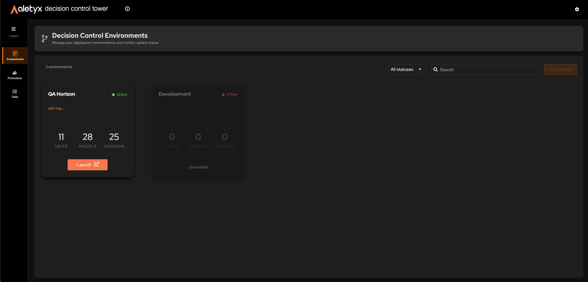 Decision Control Environments page