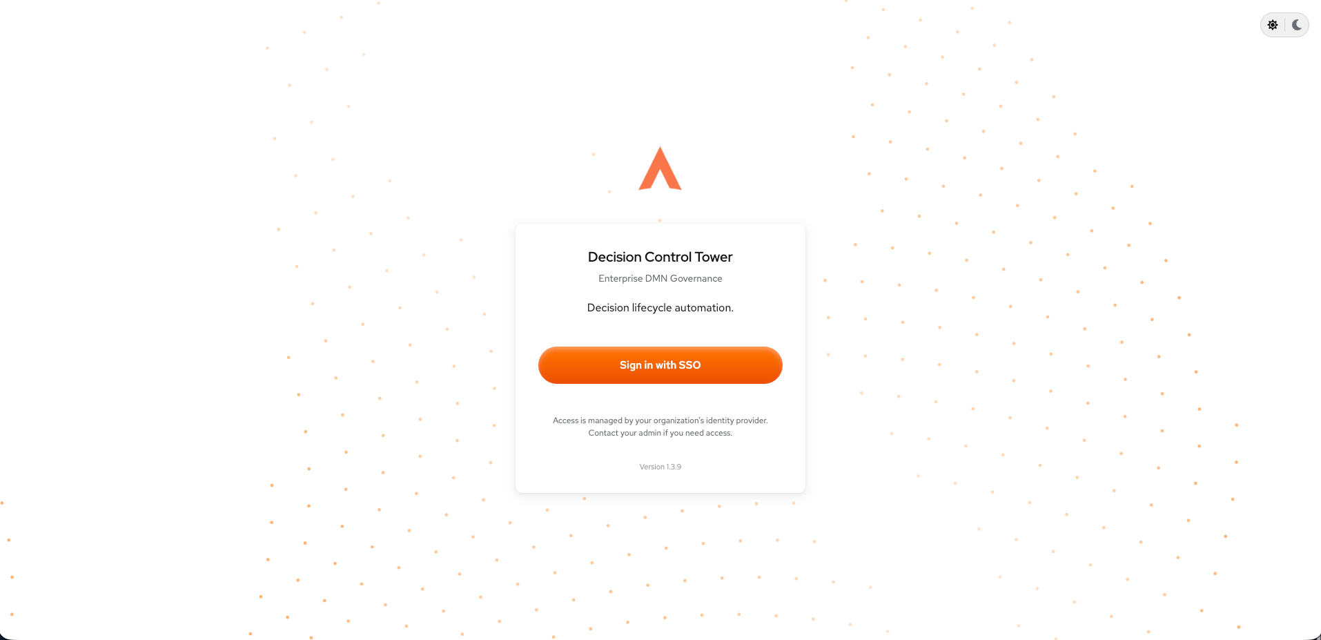 Decision Control Tower login screen