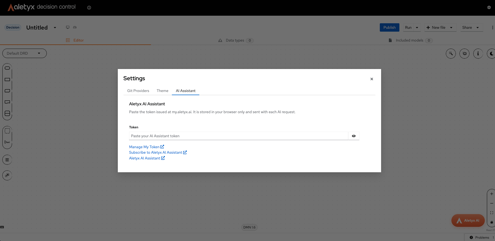 AI Assistant token settings