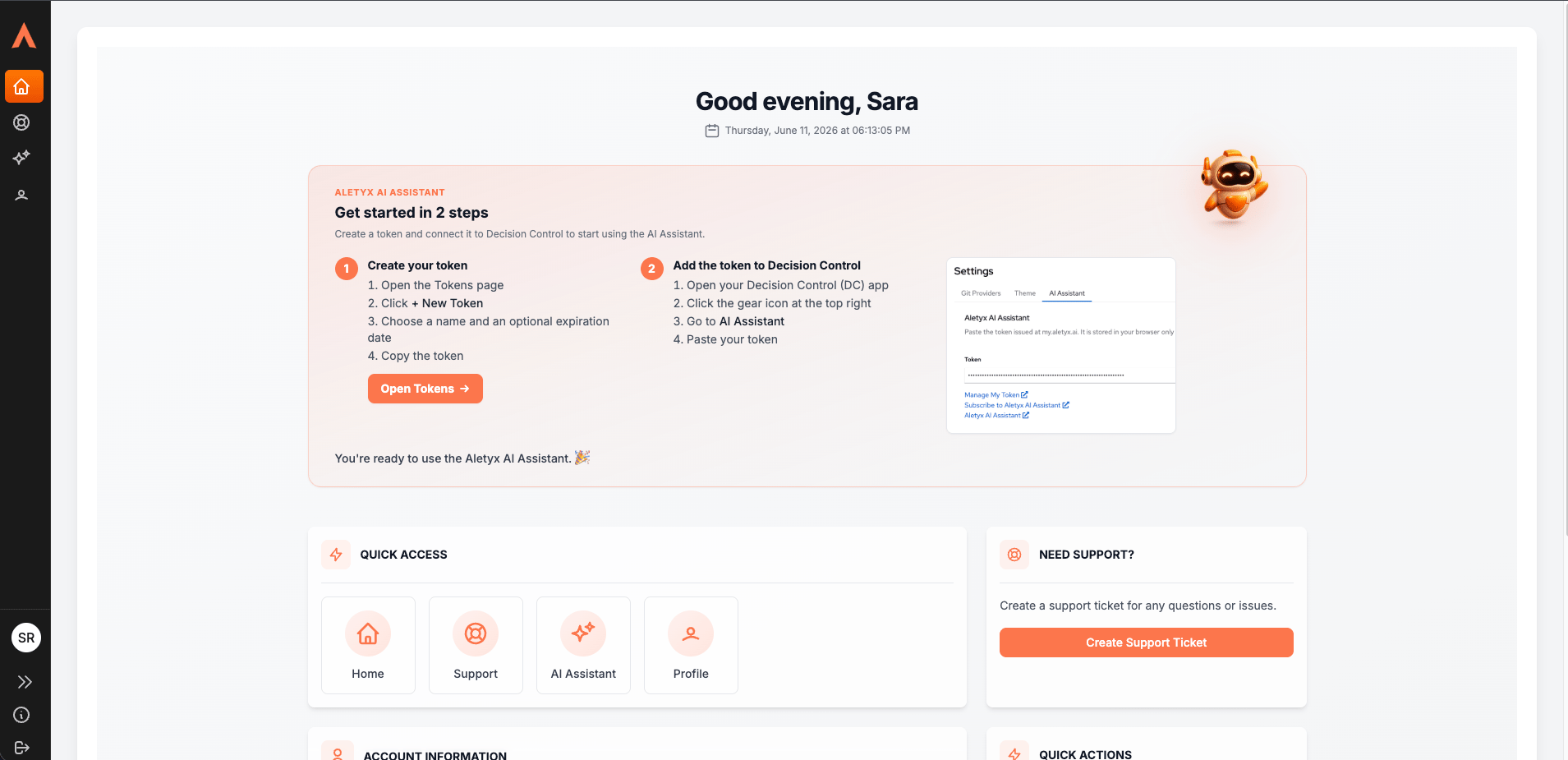 The My Aletyx dashboard