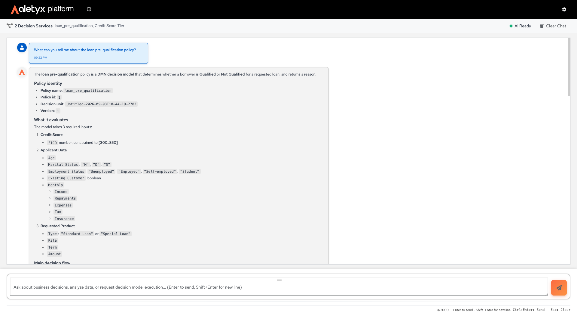 Prompting chat with an execution result