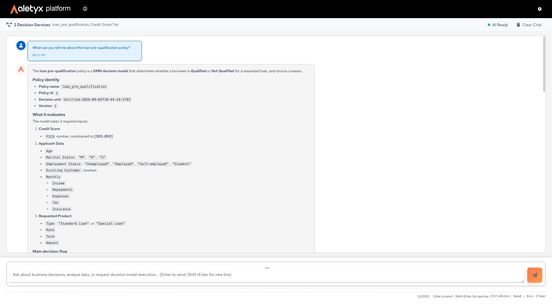 Prompting chat with an execution result