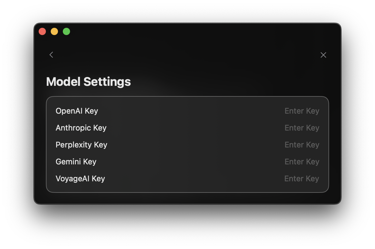 API configured models settings in Alex Sidebar