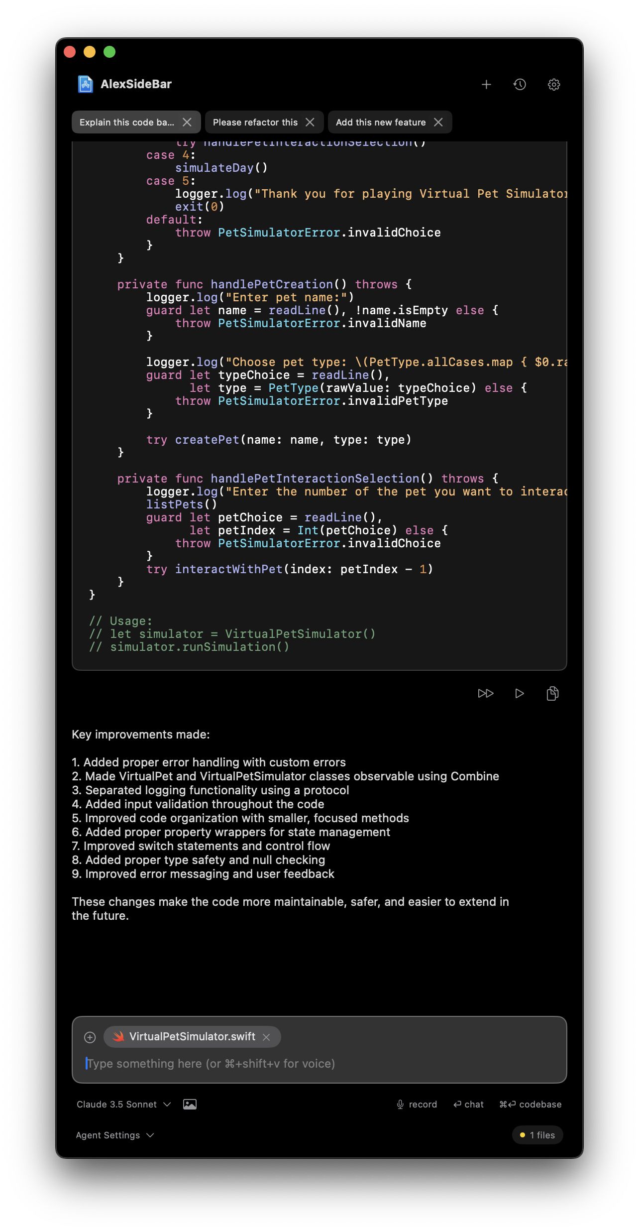Code apply view position settings in Alex Sidebar
