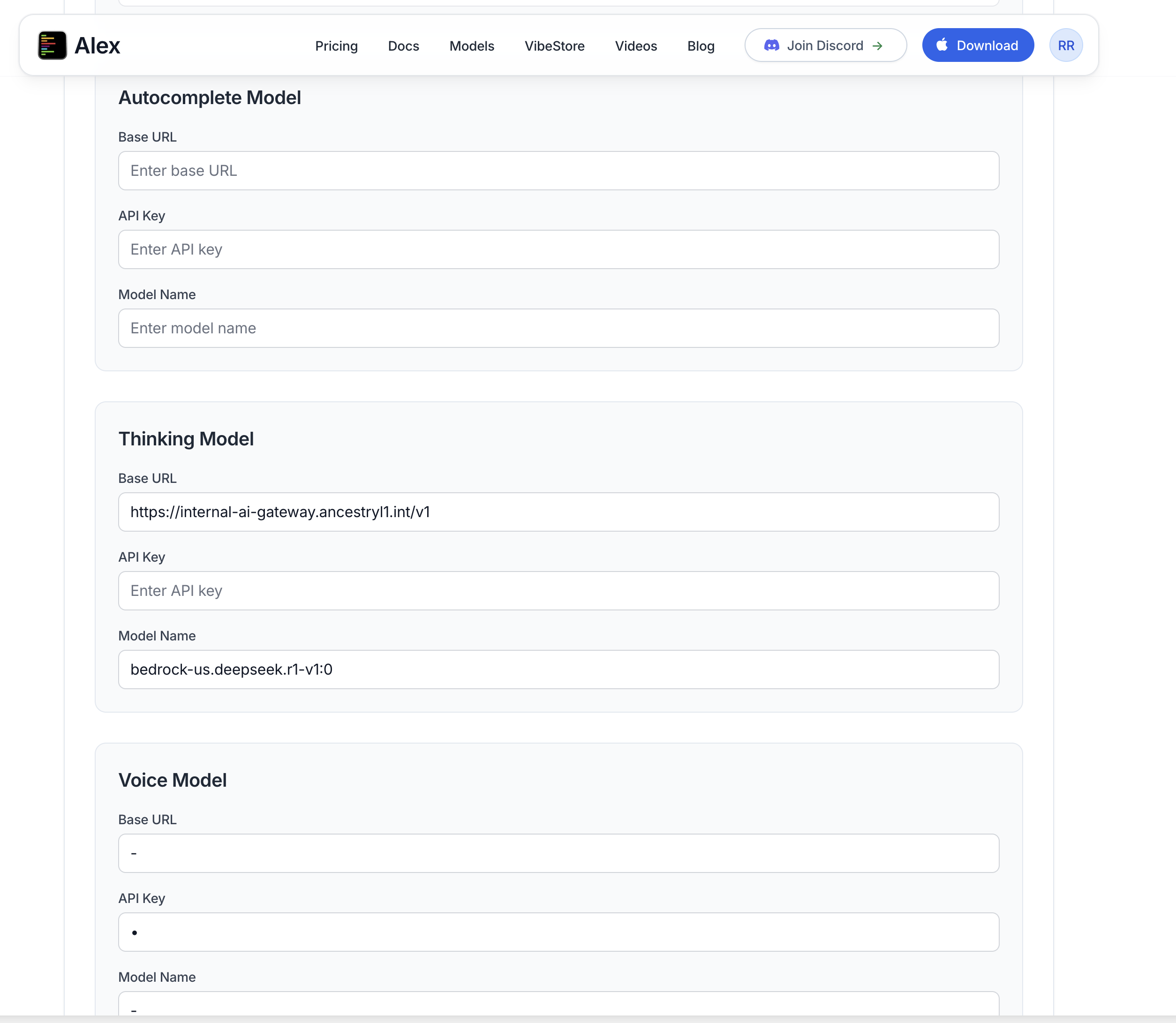 Multiple chat models configured for different environments