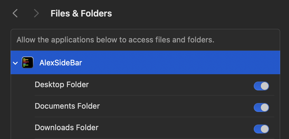 Folder permissions settings