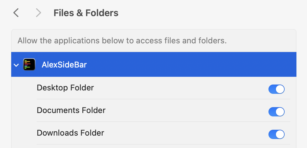 Folder permissions settings