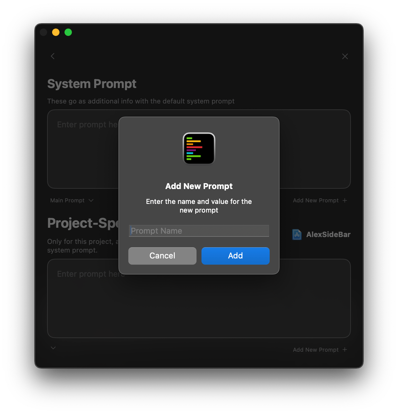 Adding a new custom prompt