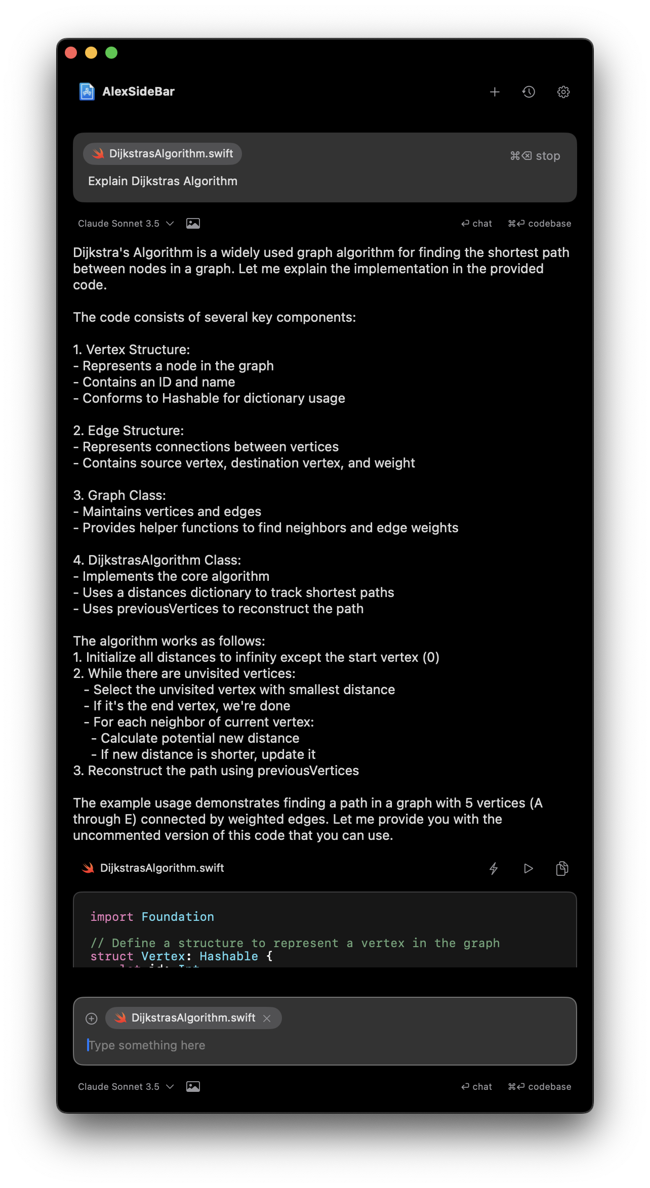 Pin chat input view in Alex Sidebar