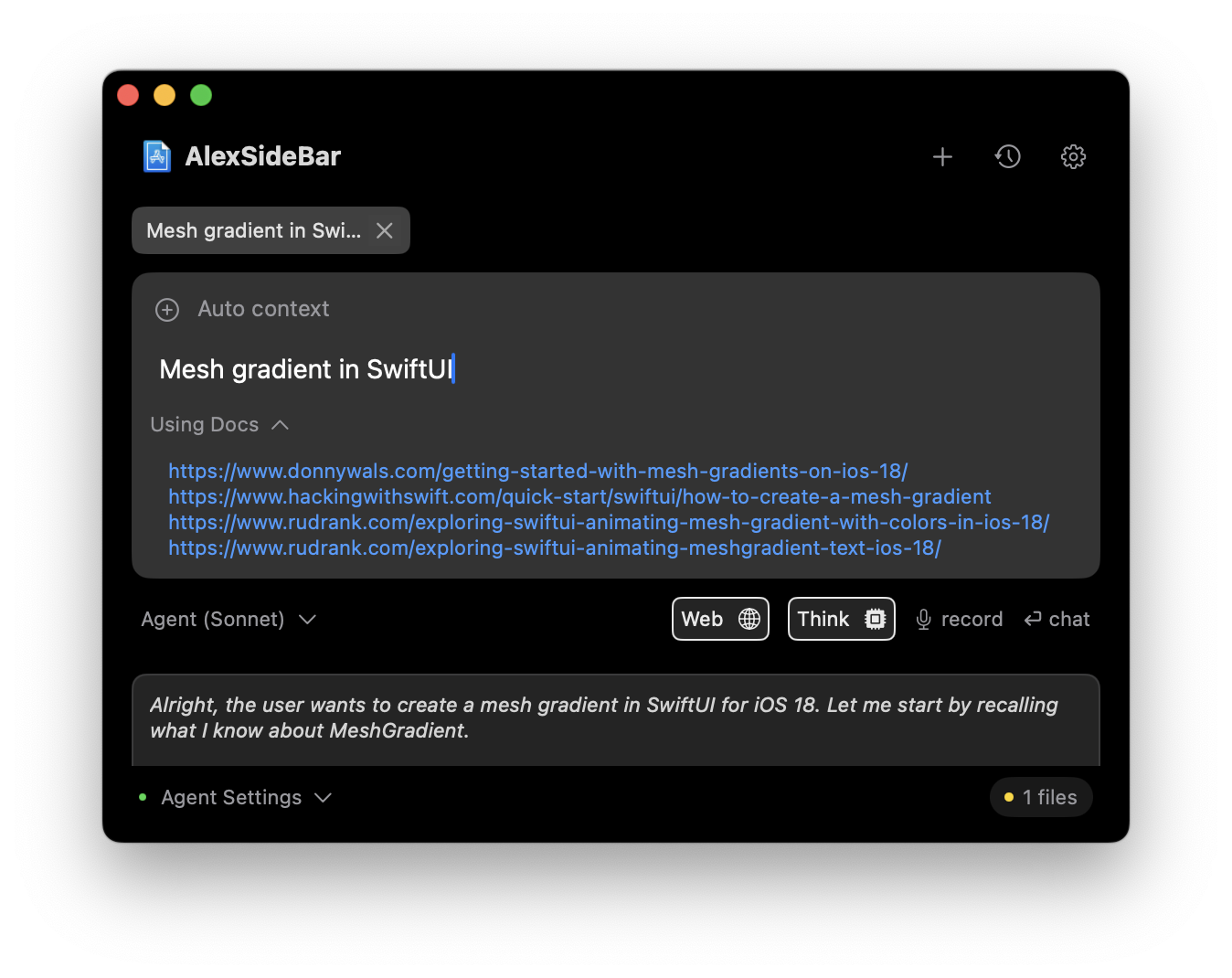 Web search feature showing iOS-specific search results
