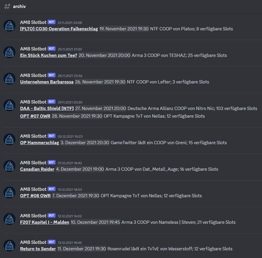 Archiv in Discord
