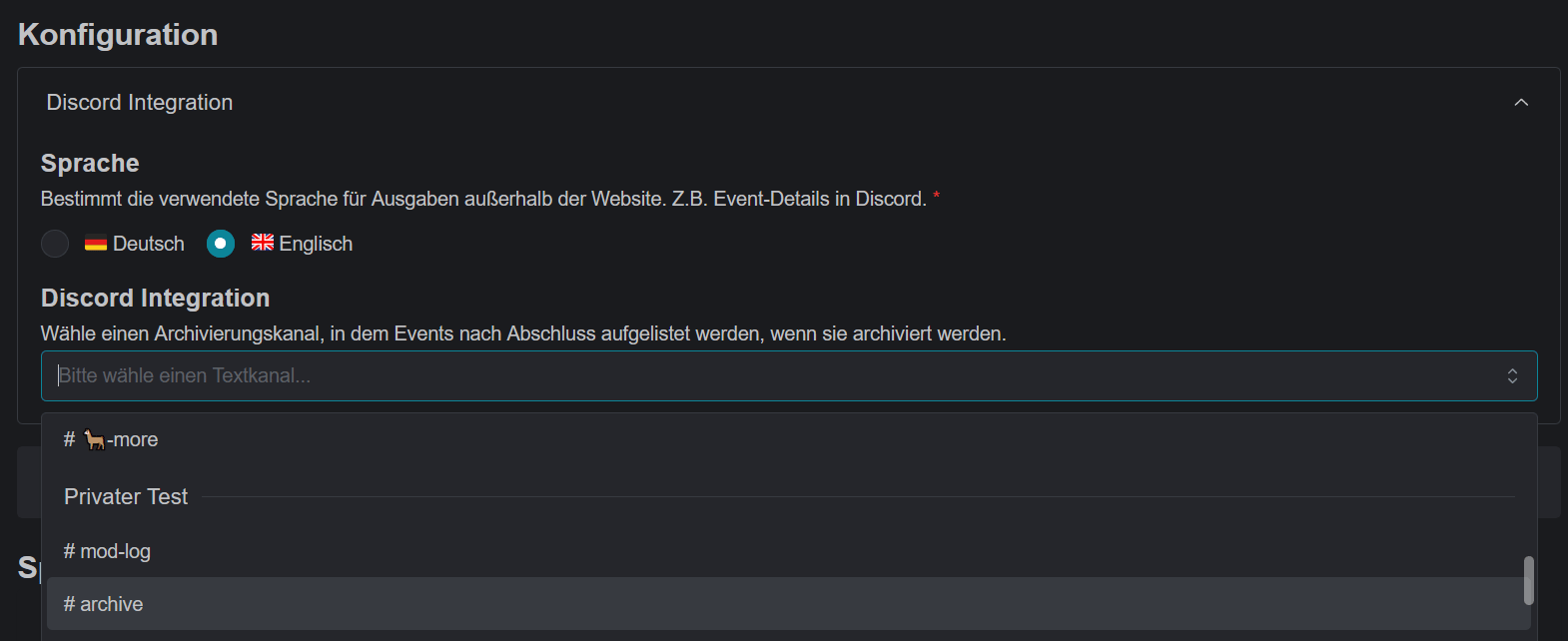Community-Archiv-Einstellung