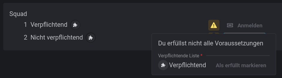 Verpflichtende Voraussetzung