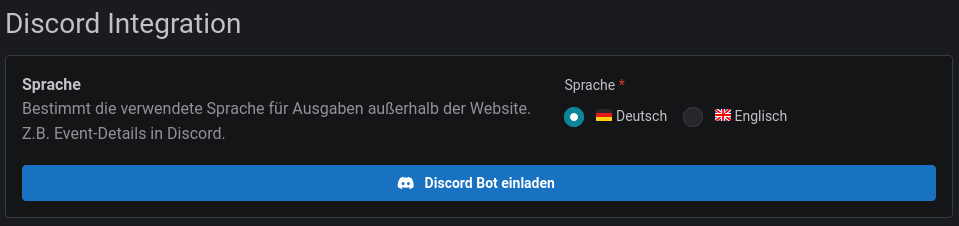 Hinweis zum Einladen des Discord Bots