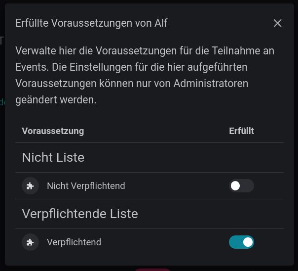 Erfüllte Voraussetzungen eines Mitglieds