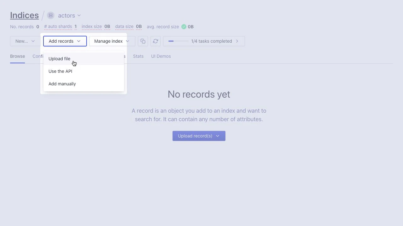 Import file to new index