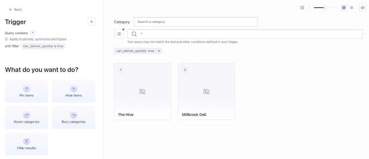 Previewing filtering in Rules Visual Editor