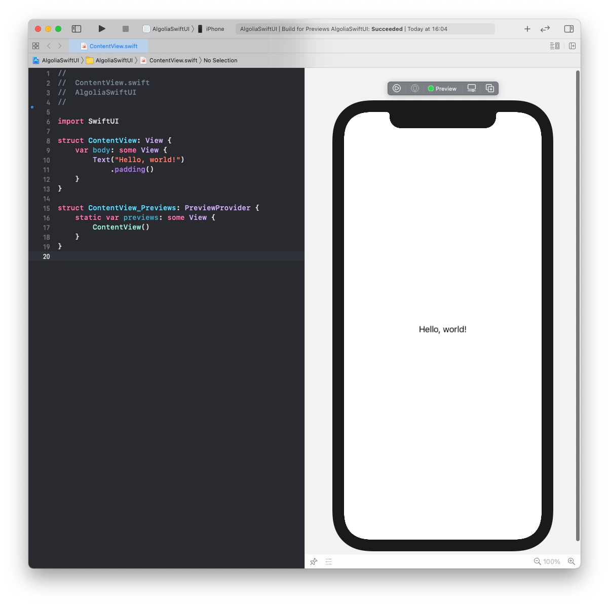 SwiftUI hello world
